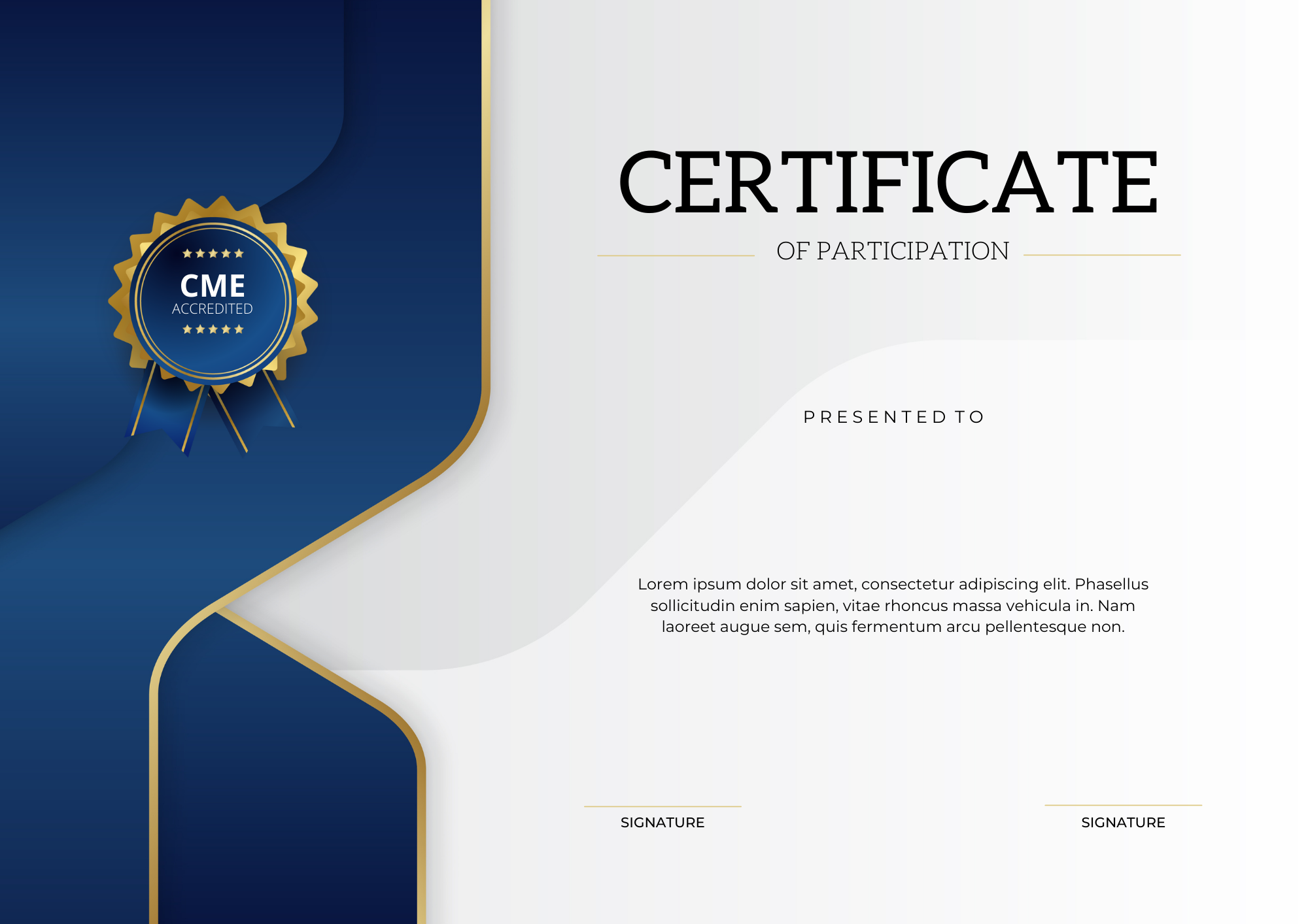 CME certificate generated after accredited event attendance