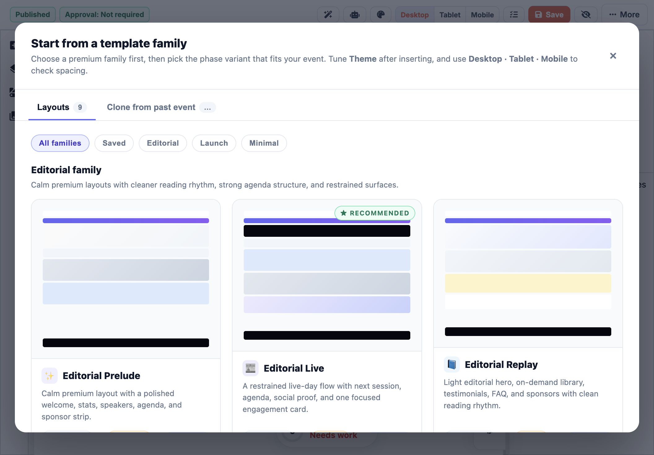 VIDE lobby builder admin interface